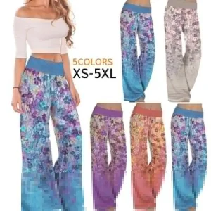 Women Printed Yoga Wide Leg Pants Autumn and Winter 2023 Thin Casual Bohemian TightnessLoose Pants